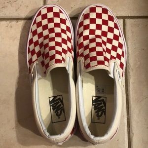 Red & white Vans size W8 or M6.5.  Only worn once.